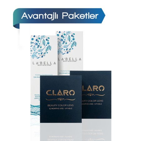 Claro Renkli Kontakt Lens (1 Yıllık) 2 + 2 Adet